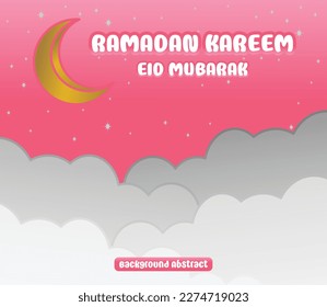 Editable Ramadan sale poster template. with paper-cut ornaments, moon and stars. Design for social media and web. Vector illustration