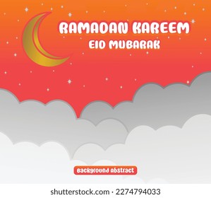 Editable Ramadan sale poster template. with paper-cut ornaments, moon and stars. Design for social media and web. Vector illustration