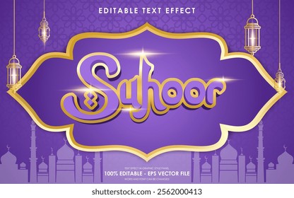 Editable Ramadan Suhoor Text Effect with islamic background