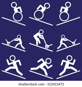 Editable ramp icon for graphic designer white on blue