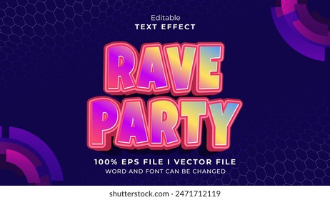 Editierbares Rave Party Texteffekt.Typhography Logo