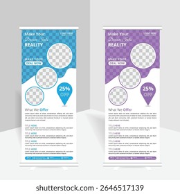Editable Real Estate Roll-Up Banner Layout for Housing Advertisement, Business and Others