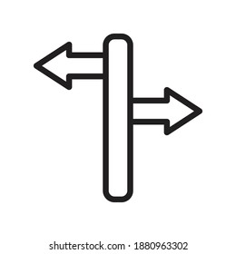 Editable real line icon of how to find arrows with different left and right directions on poles in modern black lines on pure white background as vector symbol EPS