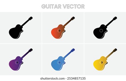 Editable, Realistic, and Abstract High-Quality Guitar Vector Illustrations for Musicians