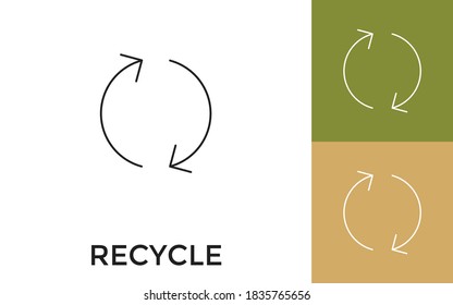 Editable Recycle Thin Line Icon with Title. Useful For Mobile Application, Website, Software and Print Media.