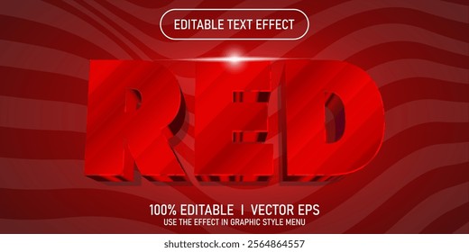 editable red 3d vector text effect with modern style design