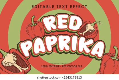 Editable red paprika Text Effect. with illustration of paprika. suitable for vegan themed