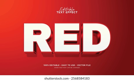 Editable red text effect, 3d vector text style effect