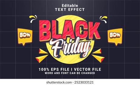 editable red and white black friday text effect.typhography logo