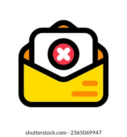 Editable rejected, denied, job application letter, applicant, job vacancy vector icon. Work, office. Part of a big icon set family. Perfect for web and app interfaces, presentations, infographics, etc