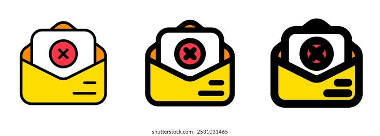 Editable rechazado, denegado, carta de solicitud de empleo, solicitante, icono de Vector de vacante de empleo. Trabajo, oficina. Parte de una gran familia de iconos. Perfecto para interfaces de Web y App, presentaciones, infografías, etc