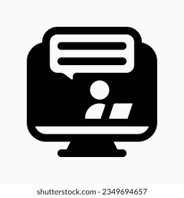 Trabajo remoto editable, videoconferencia, icono de vector en línea. Trabajo a distancia, trabajo, profesión, independiente. Parte de una familia de iconos grandes. Perfecto para interfaces web y de aplicaciones, presentaciones, infografías, etc