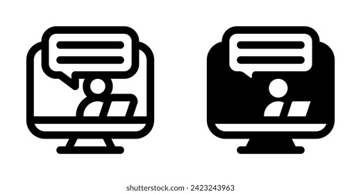 Editable remote work, video conference, online vector icon. Remote work, job, profession, freelance. Part of a big icon set family. Perfect for web and app interfaces, presentations, infographics, etc