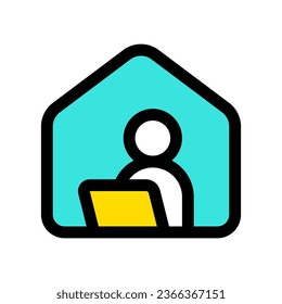Editable remote working, online, freelance, laptop, home, employee vector icon. Job, profession. Part of a big icon set family. Perfect for web and app interfaces, presentations, infographics, etc