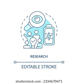 Editable research linear concept, isolated vector, blue thin line icon representing carbon border adjustment.