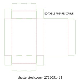 Diseño de Plantilla de caja editable y redimensionable para embalaje