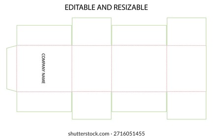 Diseño de Vector de Plantilla de línea de troquel de empaquetado de cartón redimensionable