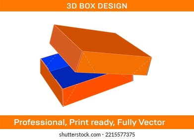 Editable and resizable carton box FEFCO-303 standard box  with 3D dieline template