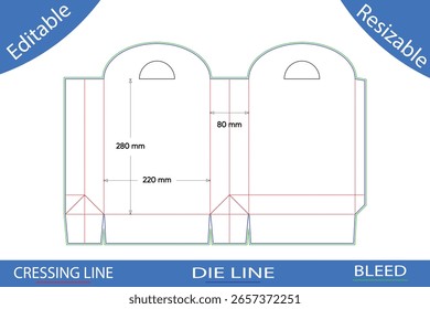 Editable and Resizable Cupcake Box Template with Bleed and Die Line for Packaging Design and Vector,Box Inserts Dielines