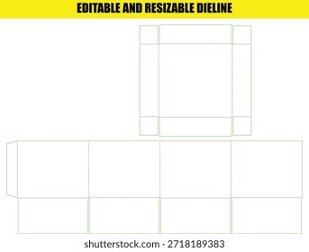 Modelo redimensionável editável da linha do molde para o projeto personalizado da caixa de embalagem