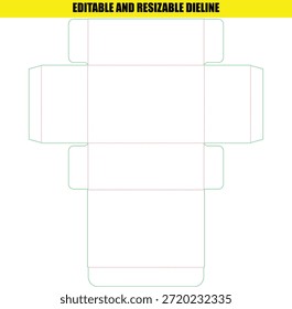 Plantilla de línea de troquel ajustable editable para diseño de caja plegable de embalaje personalizado