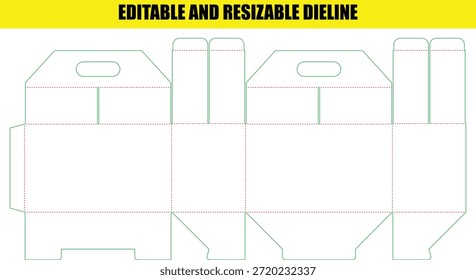 Plantilla de línea de troquel editable y redimensionable para caja plegable de embalaje personalizado