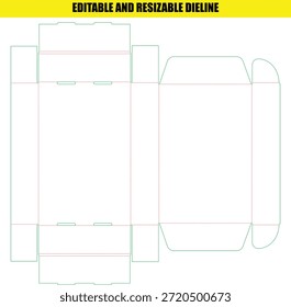Plantilla de línea de troquel editable y redimensionable para el diseño de cajas de embalaje de Producto