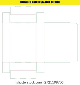 Plantilla de línea de troquel ajustable editable para diseño de empaquetado de caja plegable personalizado