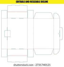 Editable Resizable Die Line Template for Custom Packaging Folding Box Design