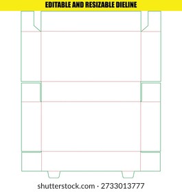 Editable and Resizable Die Line Template for Custom Folding Packaging Box Design