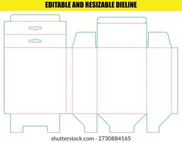 Editable and Resizable Dieline for a Custom Folding Packaging Box Design Template