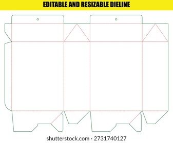 Editable Resizable Dieline for Custom Packaging Folding Box Design Template