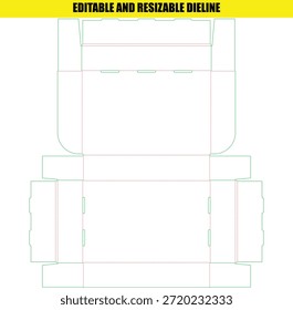 Plantilla Dieline de tamaño variable editable para el diseño de caja plegable de embalaje personalizado