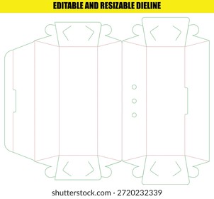 Plantilla de línea de línea ajustable editable para caja de embalaje plegable personalizada
