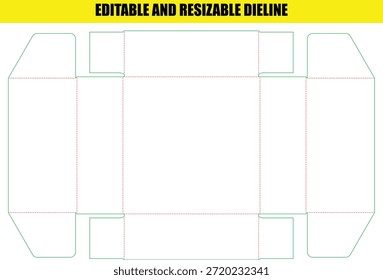Editable and Resizable Dieline Template for Custom Folding Box Packaging