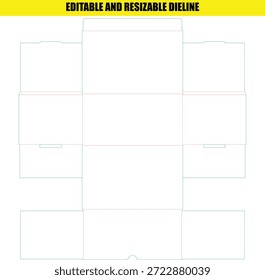 Plantilla Dieline editable y redimensionable para el diseño de empaques de Producto personalizados