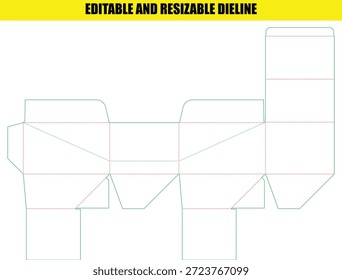 Plantilla de línea de Dieline ajustable editable para caja de empaquetado de Producto personalizada
