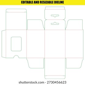 Plantilla de línea de distribución editable y ajustable para cajas personalizadas