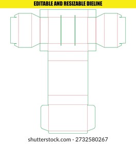 Editable and Resizable Dieline Template for Custom Folding Box Packaging