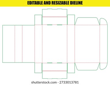 Editable Resizable Dieline Template for Custom Folding Box Packaging Design