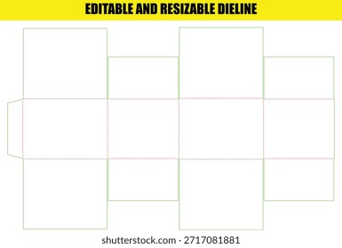 Editable and Resizable Dieline Template for Packaging Box Design Structure