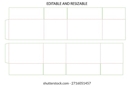 Design de modelo de vetor de linha de núcleo de caixa de embalagem editável e redimensionável