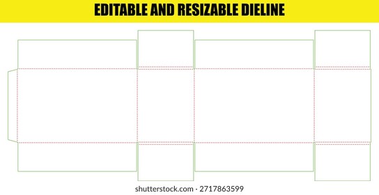 Plantilla de línea de línea de caja de embalaje de tamaño variable editable para diseño personalizado