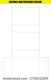 Plantilla de diseño de línea de escala de caja de embalaje editable y redimensionable