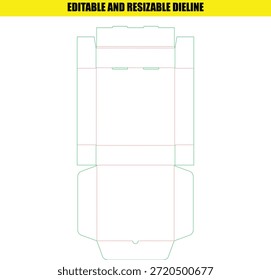 Caja de embalaje editable y redimensionable Dieline Plantilla para Diseños personalizados