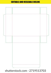 Diseño de Vector de Plantilla de línea de troquel de caja de cartón de empaquetado modificable