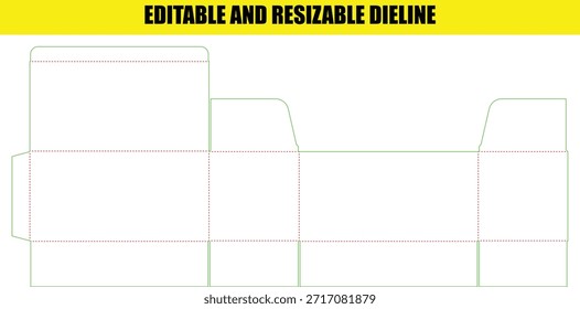 Plantilla de línea de escala de empaquetado editable y redimensionable para diseño de caja personalizado