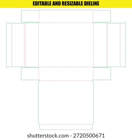 Plantilla de línea de troquel de embalaje editable y redimensionable para Diseños de cajas personalizadas