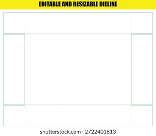 Plantilla de línea de troquel de empaquetado editable y redimensionable para Diseños de caja personalizados