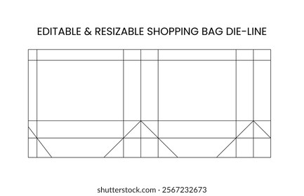 Editable and resizable shopping bag die-line template